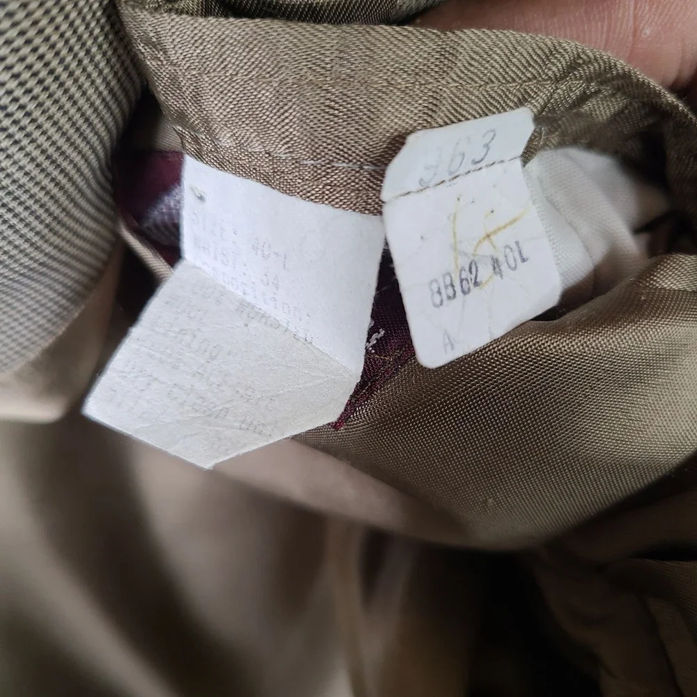 Evan-Picone Jacket Mens 40L Tan Micro Check Blazer 3 Button Pure Wool Suit Coat